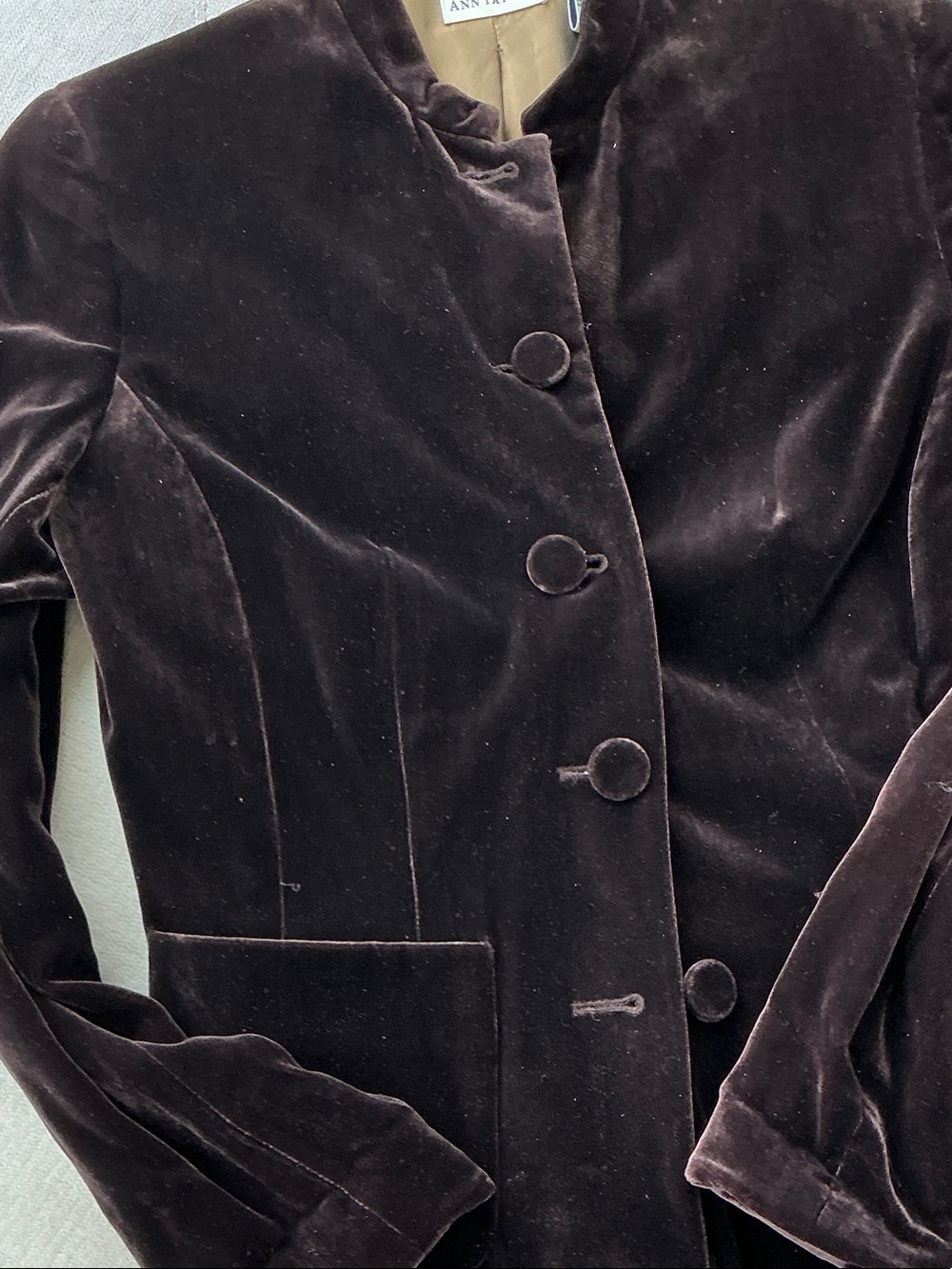 Ann Taylor Dark Brown Velvet Button Jacket